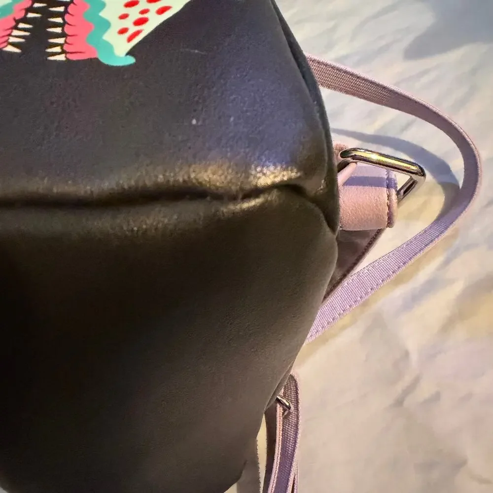 Beetlejuice Mini‎ Backpack Faux Leather Black Pink Horror Goth Bag Green Purple
